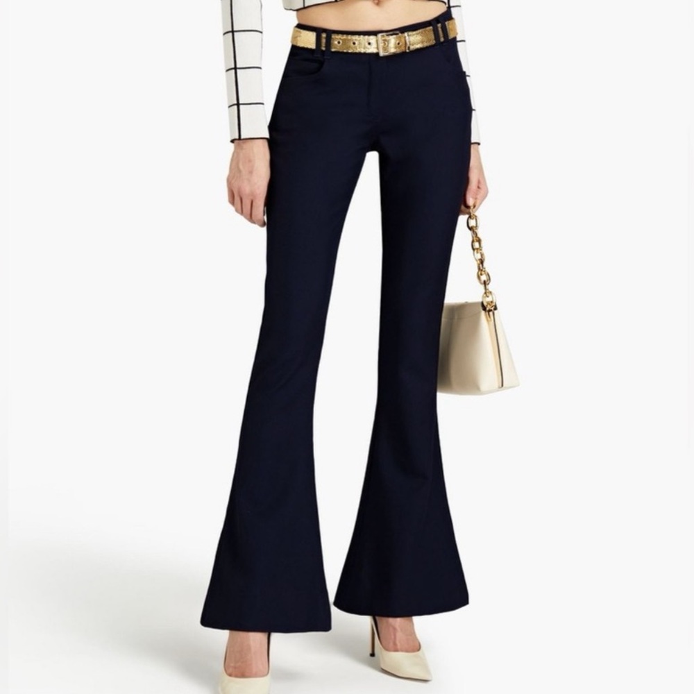 NWT BALMAIN Navy Wool-Crepe Flared Pants